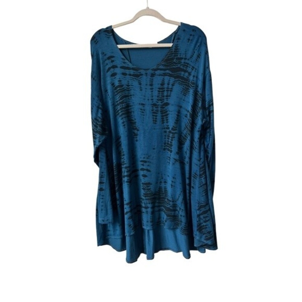 Bryn Walker Stretch Jersey Knit Tie Dye‎ High Low Oversized Tunic Top Size Small
